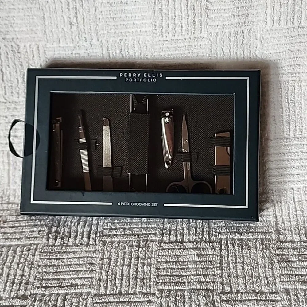 Perry Ellis Portfolio 6 Piece Grooming Set Green Case Gift Boxed New